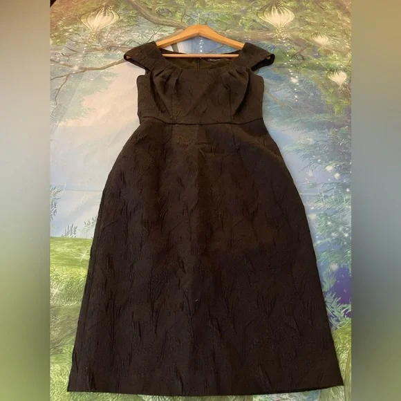Adrianna Papell Jacquard Cap Sleeve Sheath Dress, Black, Size 4, EUC - Picture 5 of 11